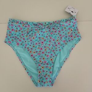 Arizona High Waisted Fairy Blue Floral Bikini Bottom Women's Size